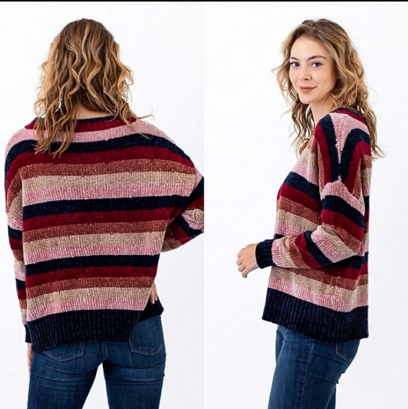 RELISTED O&O soft chenille striped sweater - Picture 5 of 6
